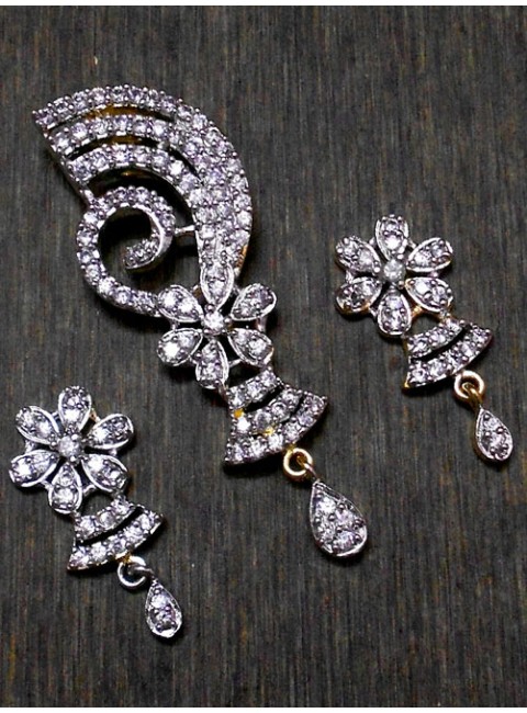 CZ Pendant With Earrings